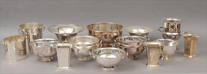 Appraisal: Sixteen Assorted Silverplate Articles Including vases compotes wine coolers footed