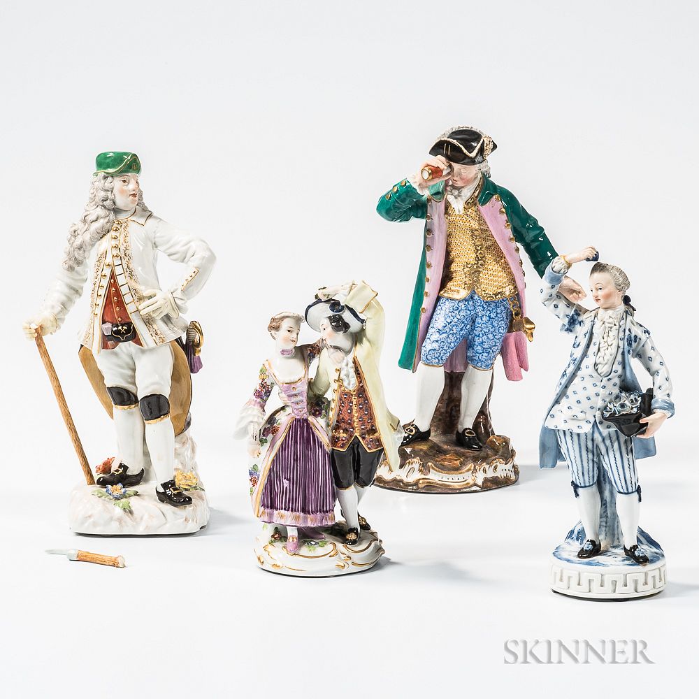 Appraisal: Four Meissen Porcelain Figures Four Meissen Porcelain Figures Germany th