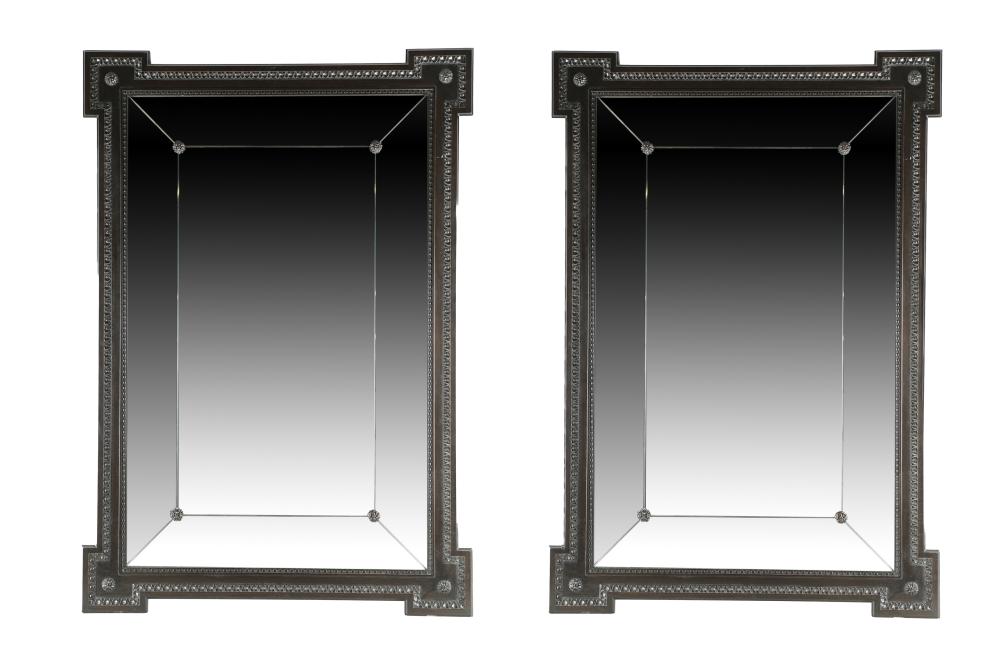 Appraisal: PAIR OF PAINTED WALL MIRRORSeach with pseudo mitered plate x