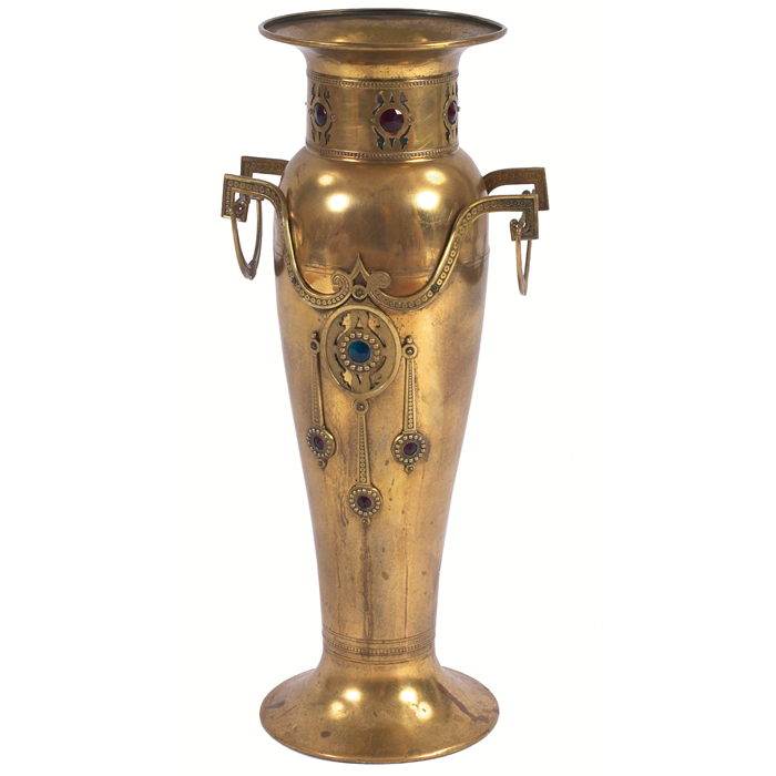 Appraisal: Art Nouveau floor vase large double handled form in brass