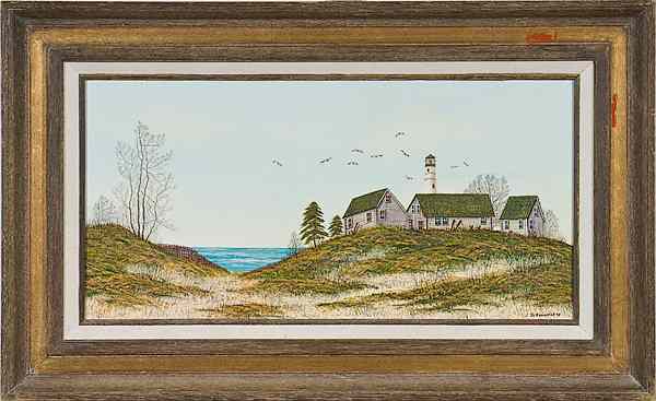 Appraisal: J L Egenstafer American b Landscape with Lighthouse Oil on