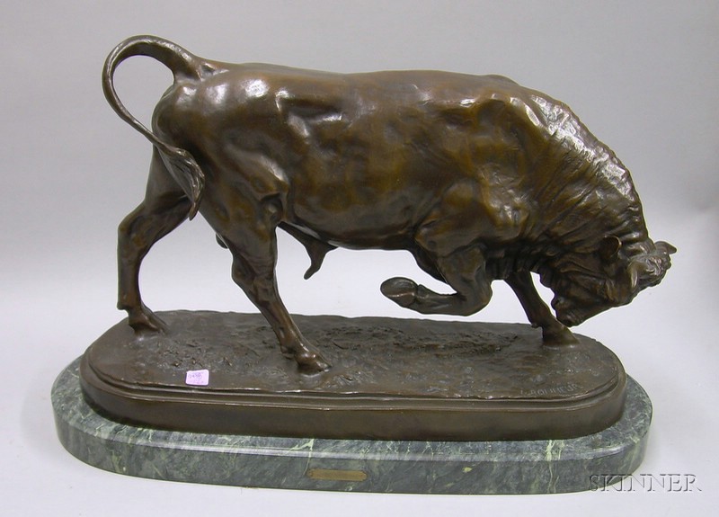 Appraisal: After Isadore Bonheur Bronze Sculpture of a Charging Bull on