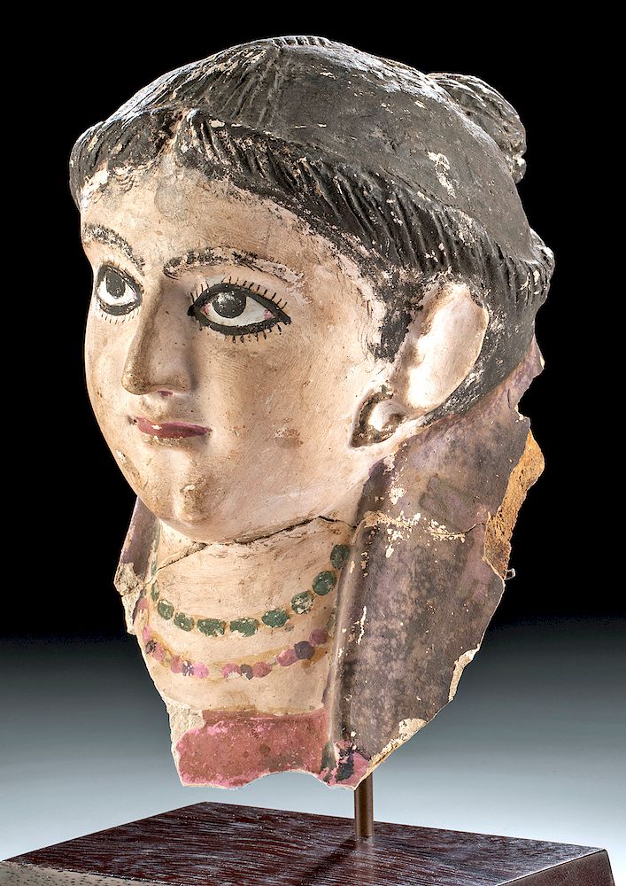 Appraisal: Romano-Egyptian Plaster Mummy Mask of Woman Egypt Romano-Egyptian Period ca