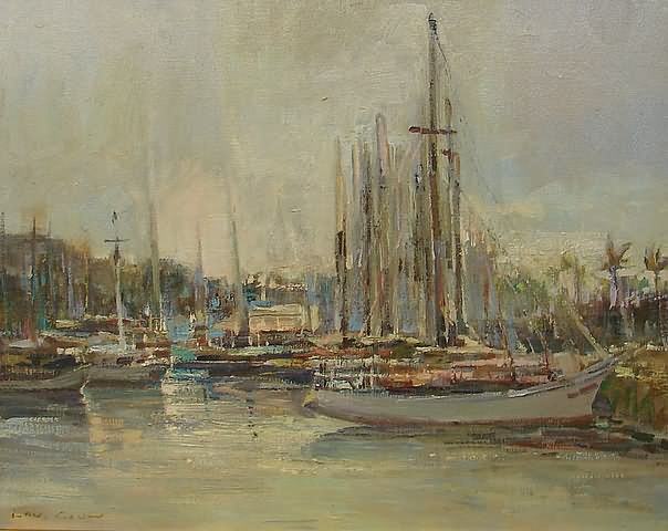 Appraisal: Harbor scene oil on canvas x SLL Artist American th