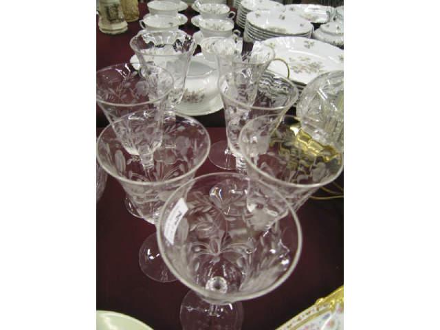 Appraisal: Etched Crystal Goblets