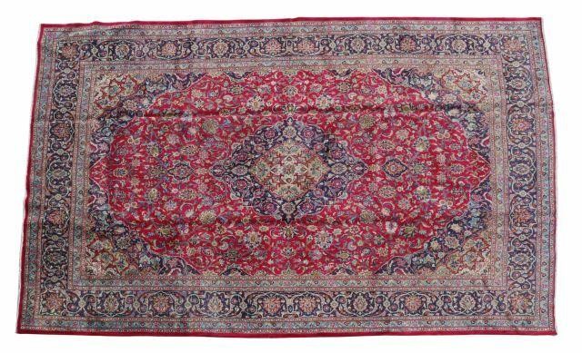 Appraisal: Hand-tied Persian Mashad rug approx ' l ' w