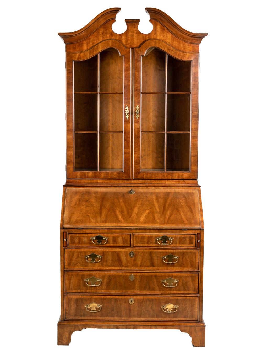 Appraisal: AMERICAN WALNUT BUREAU BOOKCASEmanufacturer's branded mark White Fine Furniture constructed