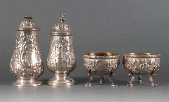 Appraisal: Four American Classical repousse sterling silver table articles Andrew E