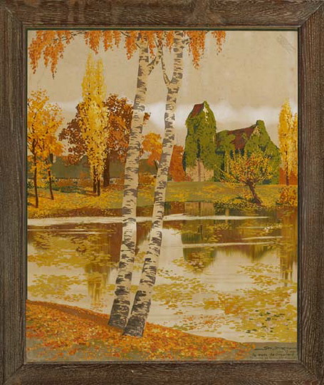 Appraisal: After Georges Dorival French - Birch Trees Along a Lake's