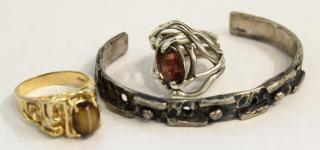 Appraisal: Modernist Sterling Jewelry Articles Sterling silver and semiprecious stones two