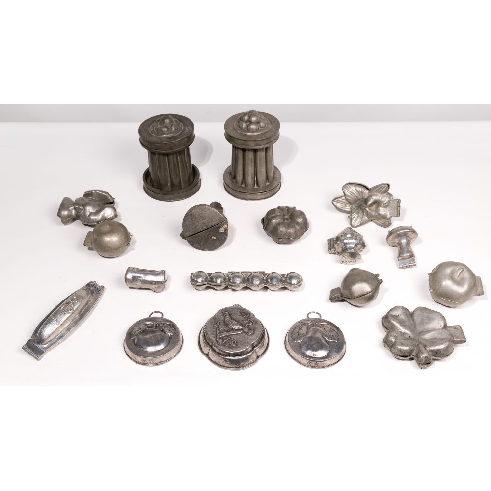 Appraisal: PEWTER ICE CREAM AND BUTTER MOLD ASSORTMENT items including a