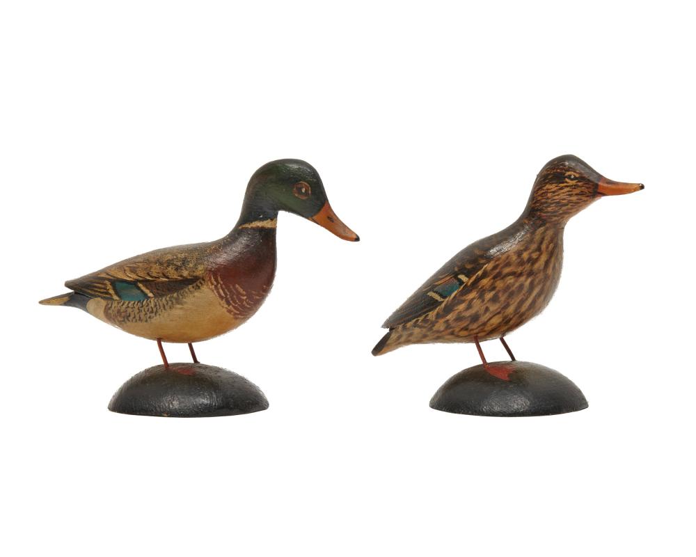 Appraisal: A ELMER CROWELL Miniature Mallard male and female the male