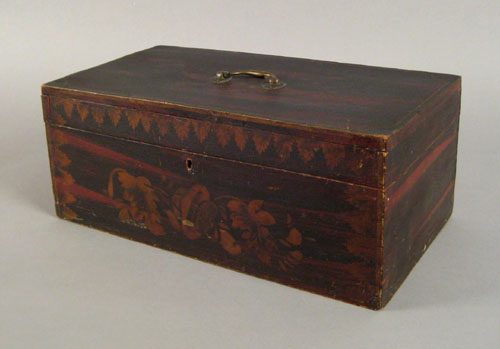 Appraisal: New England painted basswood lock box ca retaining its original