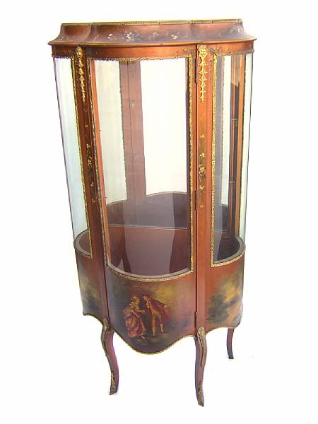 Appraisal: A Louis XV style Vernis Martin decorated vitrine height ft