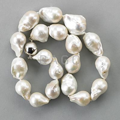 Appraisal: STRAND OF LARGE BAROQUE SOUTH SEA WHITE PEARLS Nineteen pearls