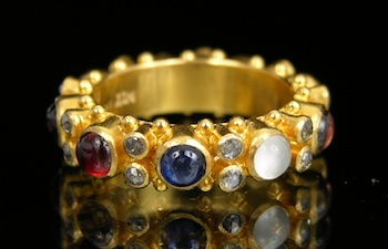 Appraisal: A High Carat Gold Eternity Band with Gemstones k yellow