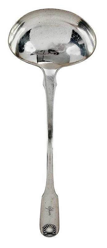 Appraisal: Fletcher Gardner Coin Silver Ladle American early th century fiddle