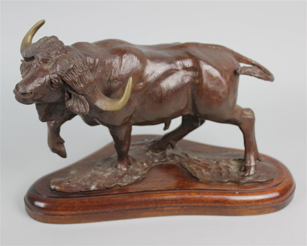 Appraisal: T O MATHEWS PATINATED METAL WATER BUFFALO inscribed T O