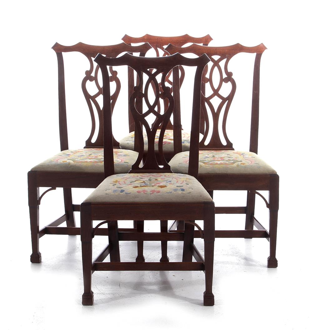 Appraisal: Georgian carved mahogany chairs late th early th century pierced