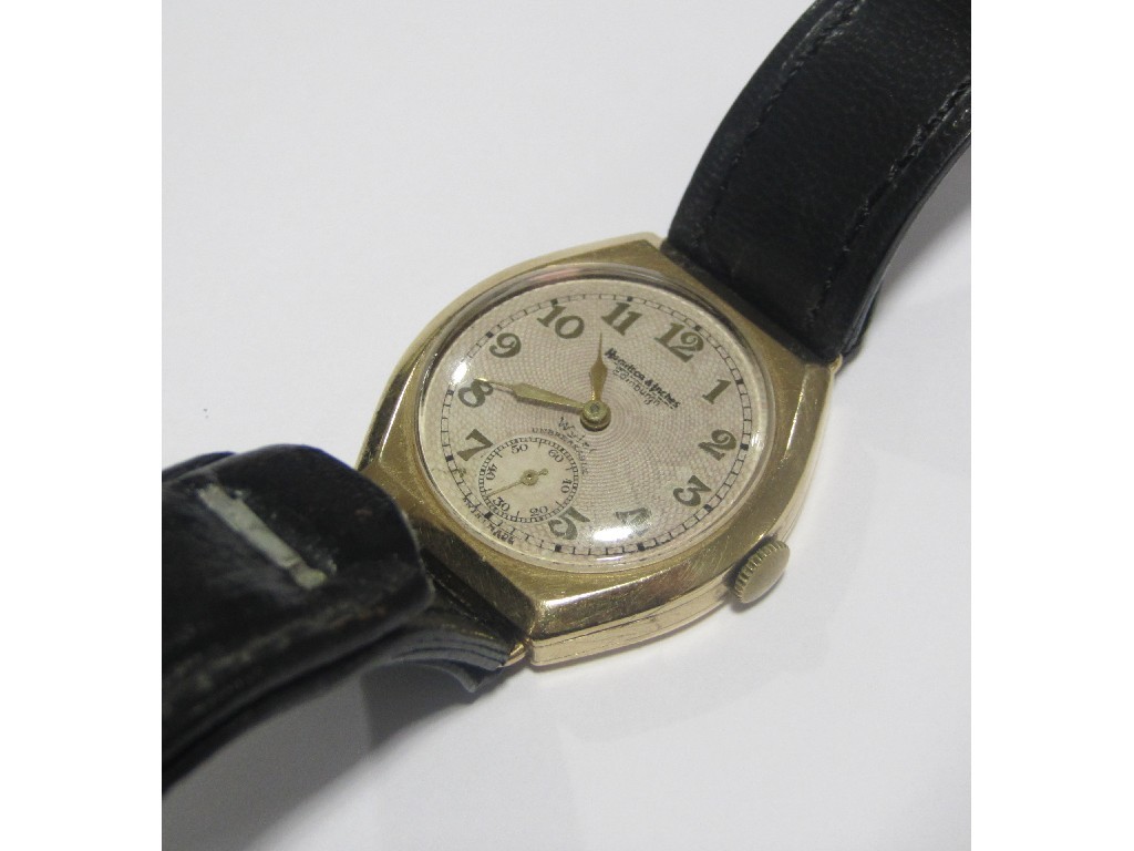 Appraisal: Gents 's ct gold cased wrist watch by Hamilton Inches