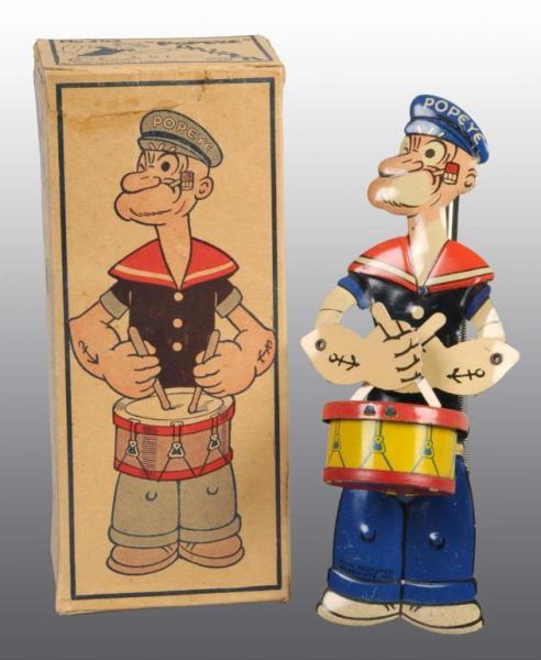 Appraisal: Tin Litho Chein Popeye Drummer Toy in Orig Box Description