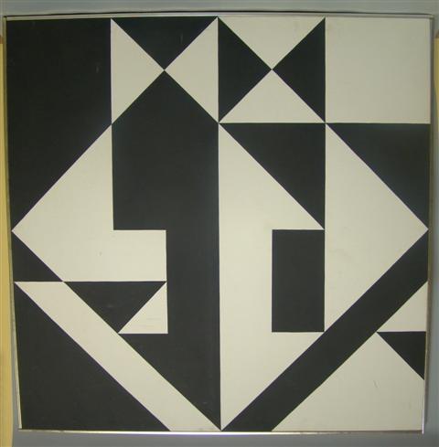 Appraisal: SMITH th CENTURY GEOMETRIC ABSTRACT IN BLACK AND WHITE Oil