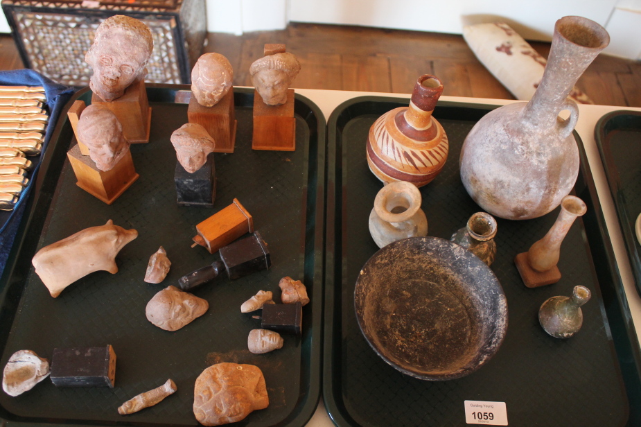 Appraisal: Ancient glass vases and flasks and pottery