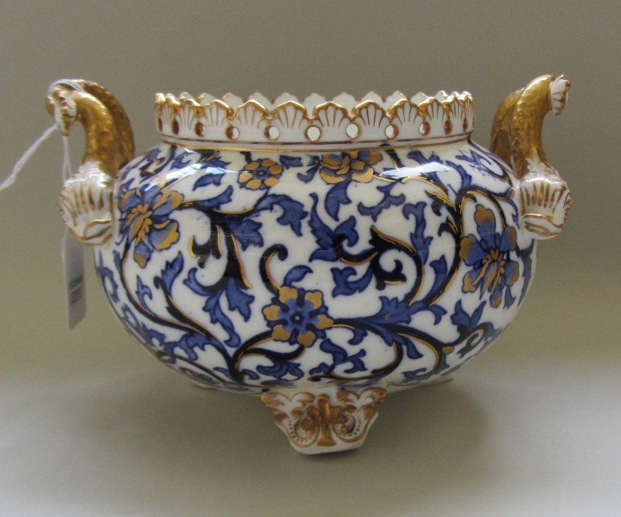 Appraisal: A Coalport two- handled porcelain bowl circa the handles moulded