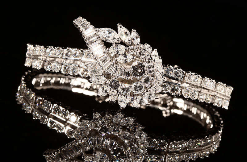 Appraisal: A platinum and diamond covered watch bracelet Mathey Tissot The