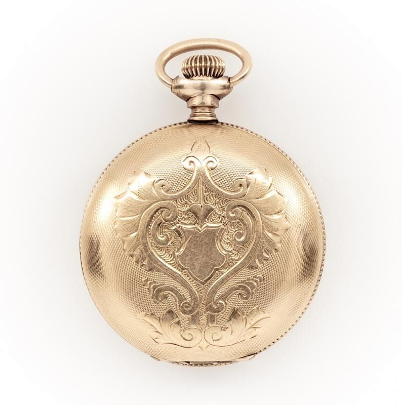 Appraisal: k Yellow gold antique pocket watch with engraved case k