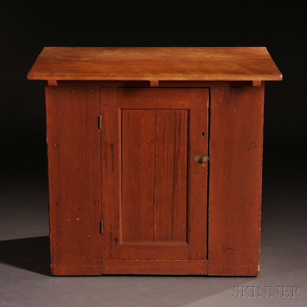 Appraisal: Shaker Cherry Work Counter early th century the rectangular overhanging