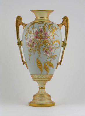 Appraisal: A large Royal Worcester two-handled vase painted with stargazer lilies