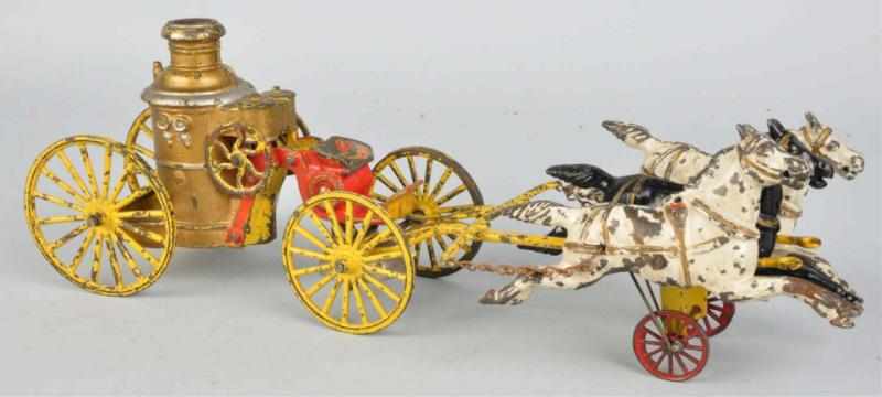 Appraisal: Cast Iron Horse-Drawn Fire Pumper Toy American Pulled by three