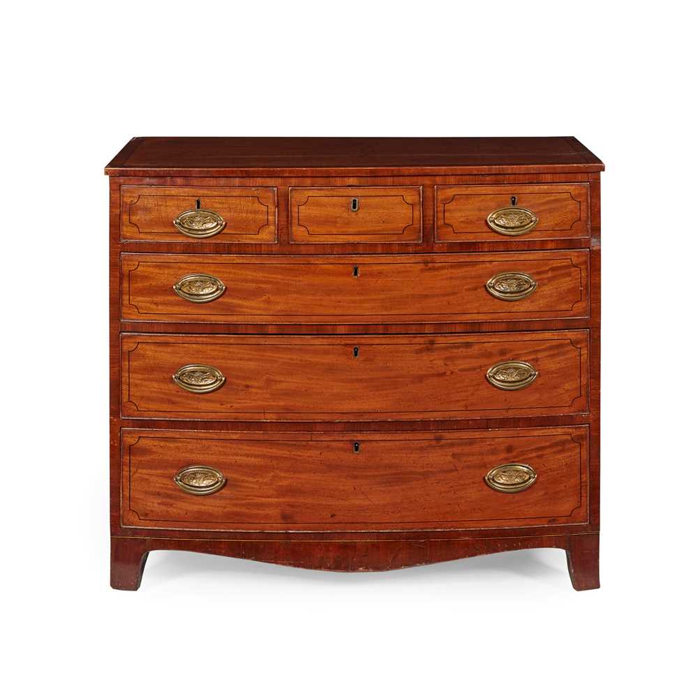 Appraisal: SCOTTISH REGENCY MAHOGANY AND LINE INLAID BOWFRONT CHEST OF DRAWERS