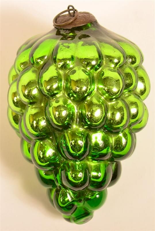 Appraisal: Green Blown Glass Cluster of Grapes Kugel Green Blown Glass