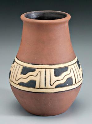 Appraisal: Weller Souevo vase Southwestern style with band of raised black