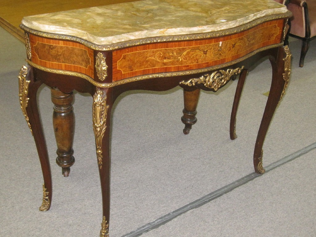 Appraisal: Reproduction marble topped and gilt metal mounted serpentine front side