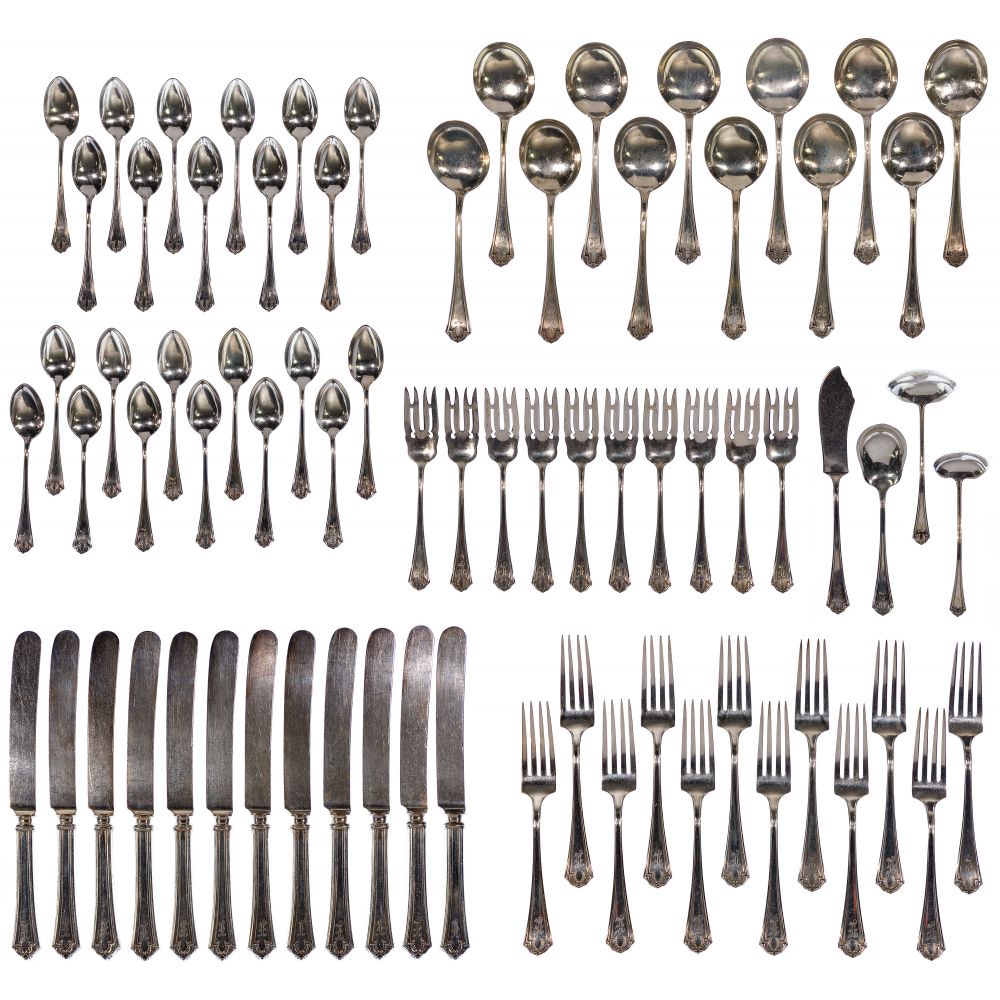 Appraisal: WATROUS QUINCY STERLING SILVER PARTIAL FLATWARE SERVICE items including -inch