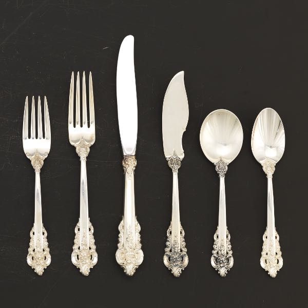 Appraisal: WALLACE STERLING SILVER TABLEWARE SERVICE FOR TWELVE GRAND BAROQUE PATTERN