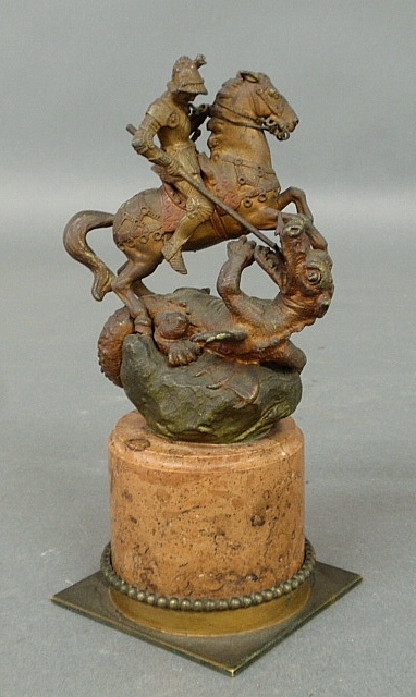 Appraisal: - Vienna bronze of St George The Dragon mounted on