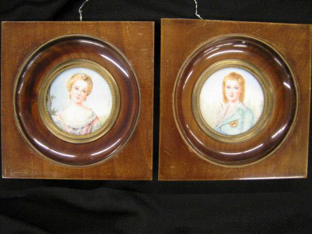 Appraisal: Pair of Miniature Paintings on Ivory of Boy Girl each