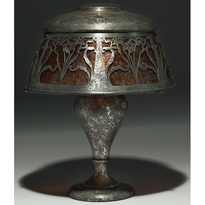 Appraisal: Good Heintz lamp sterling on bronze applied floral design original