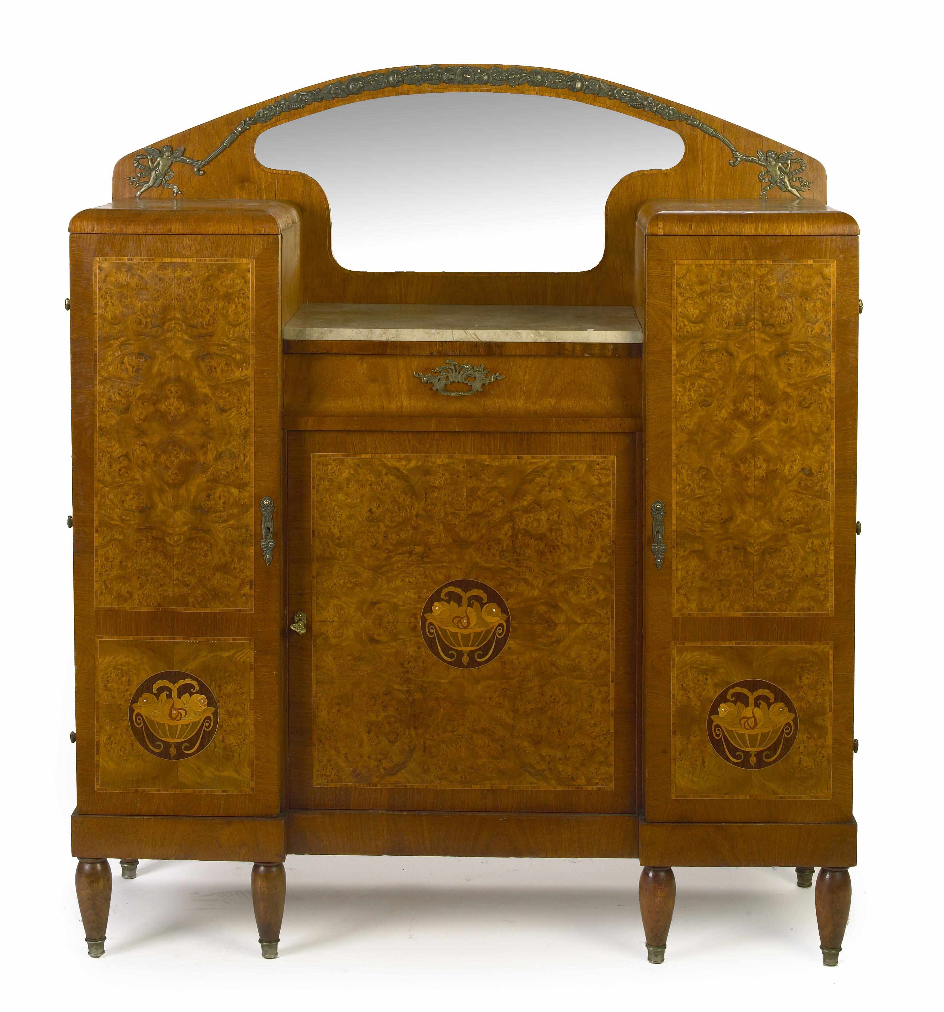 Appraisal: Property of various owners An Art Deco inlaid mahogany and