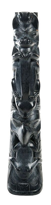 Appraisal: Northwest Coast Carved Argillite Totem Model th century finely carved