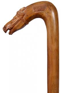 Appraisal: Greek Island Horse Cane - Dated The carved one-piece horse