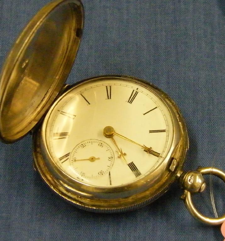 Appraisal: Silver lever hunter pocket watch hallmarked Birmingham movement no engine