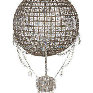 Appraisal: A Beaded and Cut Glass Montgolfier Chandelier th Century Height