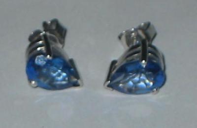 Appraisal: A PAIR OF SAPPHIRE EAR STUDS the pear cut stone