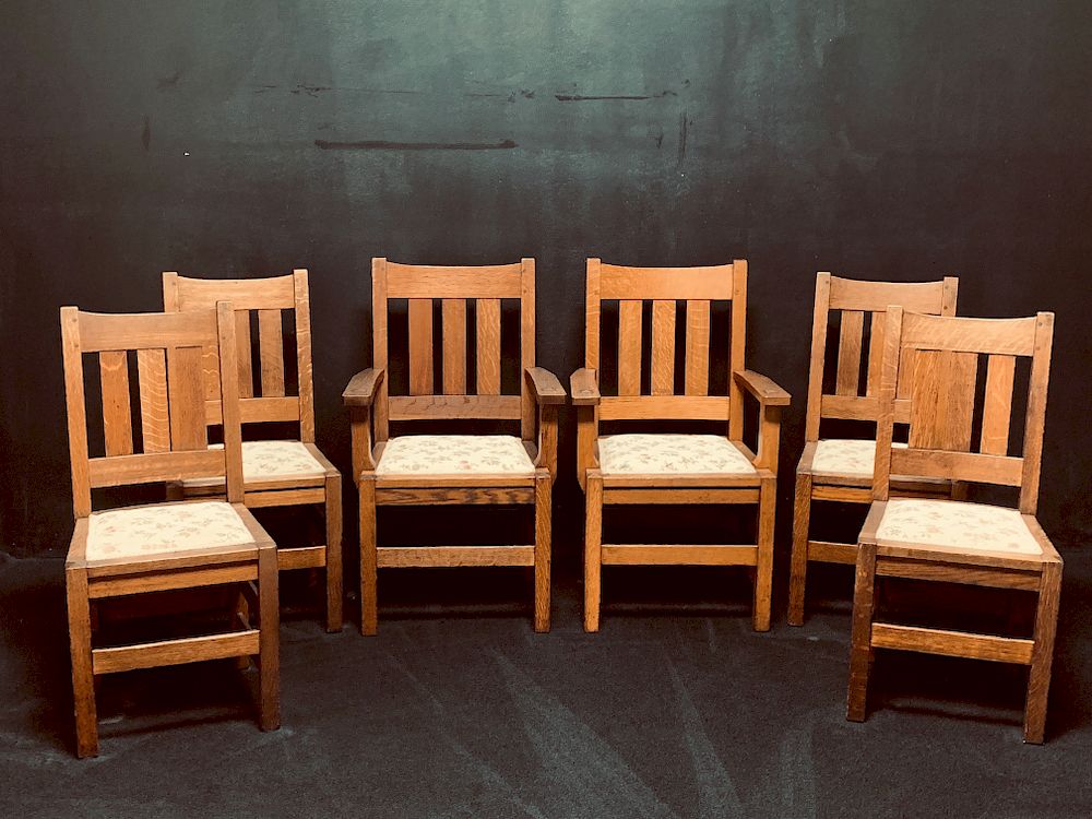 Appraisal: Lgj Stickley Mission Oak Chairs Lgj Stickley Mission Oak Chairs