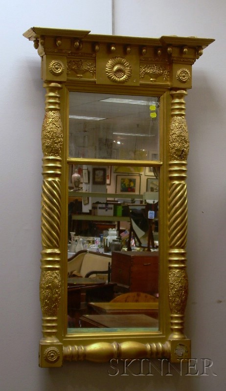 Appraisal: Classical Giltwood and Gesso Tabernacle Mirror lg in